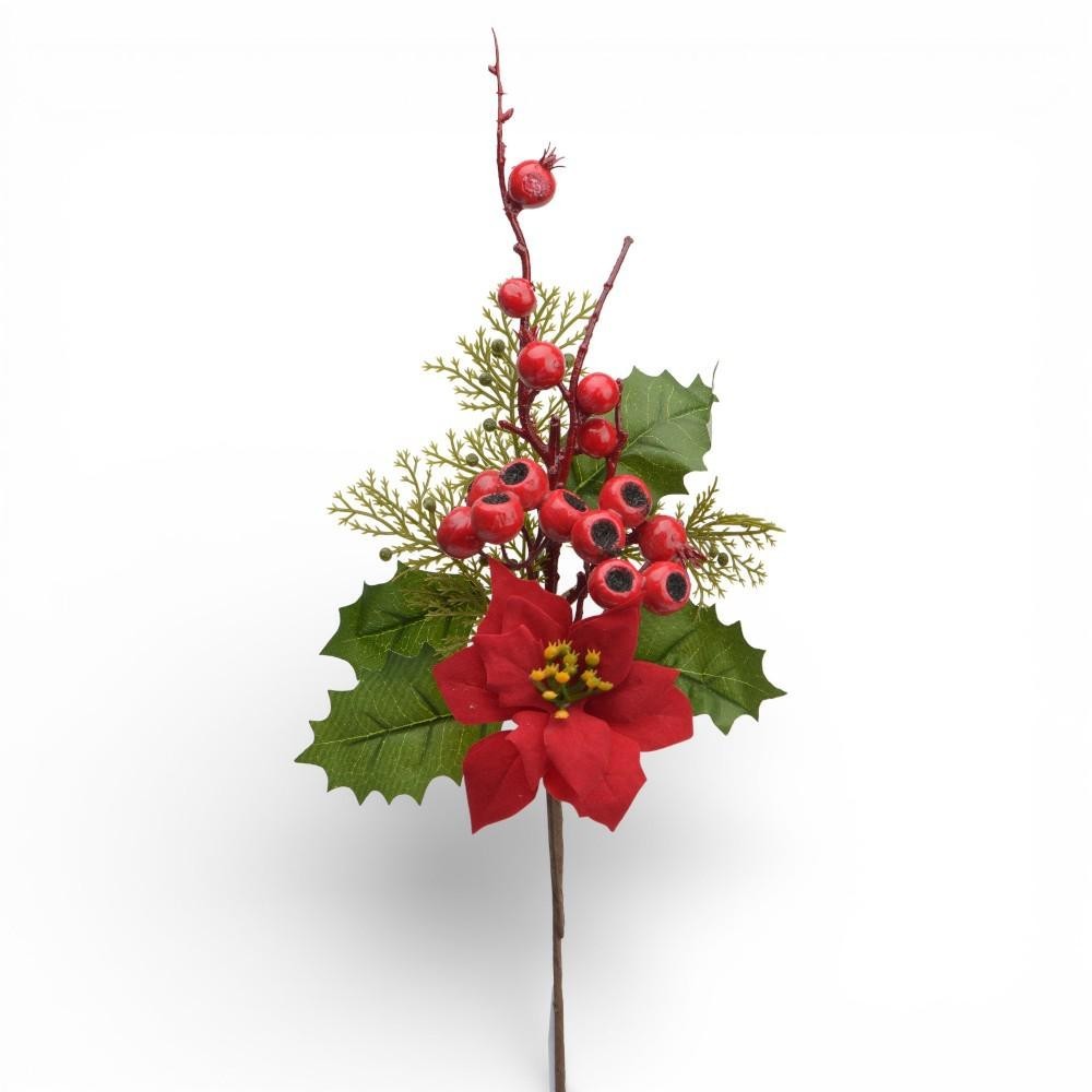 POINSETTIA PICK CON BACCHE H.40